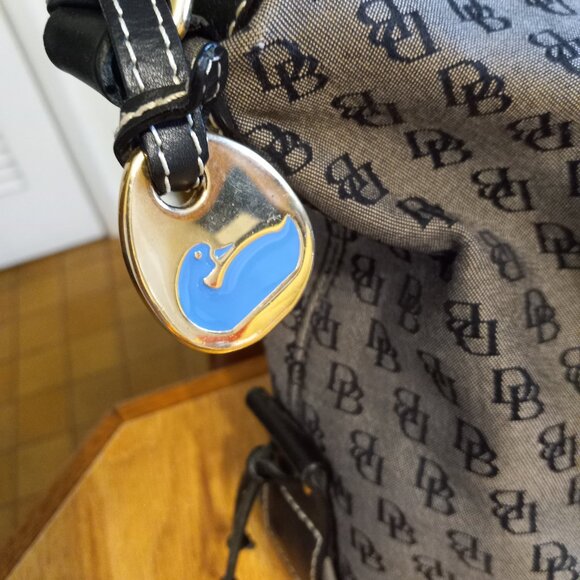 DOONEY & BOURKE SIGNATURE MONOGRAM CANVAS & LEATHER SHOULDER HOBO BAG HANDBAG - Picture 7 of 15